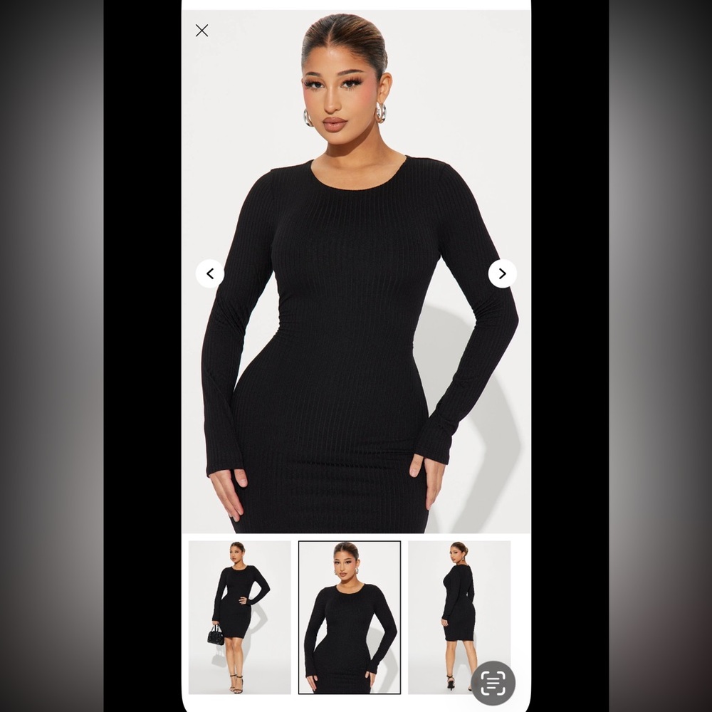 Fashion Nova Classic Black Long Sleeve Dress